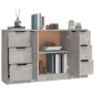 Credenze 3 pz Grigio Cemento in Legno Multistrato Credenze 3 pz Grigio Cemento in Legno Multistrato