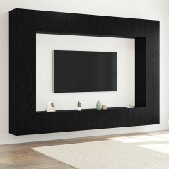 vidaXL Set di 12 cabine TV da montare a parete in rovere nero, in legno ingegnerizzato