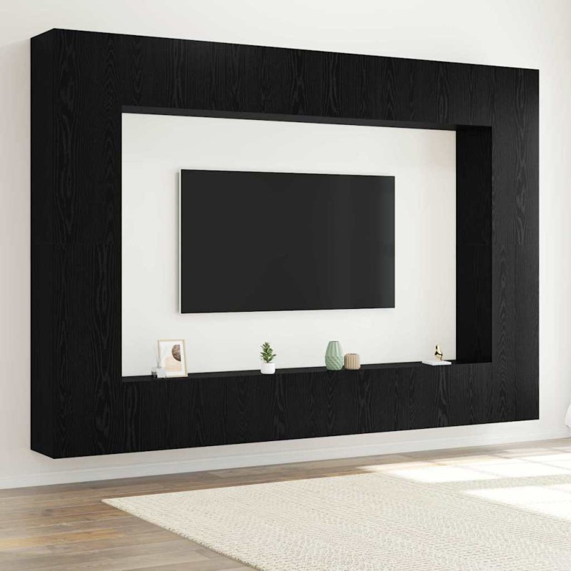 vidaXL Set di 12 cabine TV da montare a parete in rovere nero, in legno ingegnerizzato vidaXL Set di 12 cabine TV da montare a parete in rovere nero, in legno ingegnerizzato