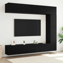 vidaXL Set di mobili per TV da 5 pezzi , da montare a parete, in legno ingegnerizzato effetto rovere nero