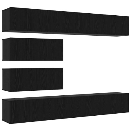 vidaXL Set di mobili TV da 6 pezzi montato a parete in legno ingegnerizzato effetto rovere nero