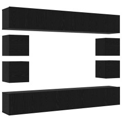 vidaXL Set di mobili TV da 8 pezzi – Montato a muro in legno ingegnerizzato finto rovere nero