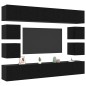 vidaXL Set di mobili TV da 8 pezzi – Montato a muro in legno ingegnerizzato finto rovere nero