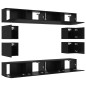 vidaXL Set di mobili TV da 8 pezzi – Montato a muro in legno ingegnerizzato finto rovere nero
