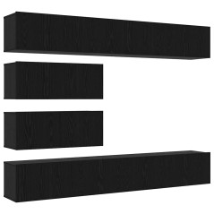 vidaXL Set di mobili TV da 10 pezzi - Montaggio a parete in legno ingegnerizzato effetto rovere nero