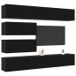 vidaXL Set di mobili TV da 10 pezzi - Montaggio a parete in legno ingegnerizzato effetto rovere nero vidaXL Set di mobili TV da 10 pezzi - Montaggio a parete in legno ingegnerizzato effetto rovere nero