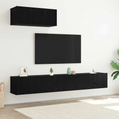 vidaXL Set di Mobili TV a Parete in Legno Ingranito Nero