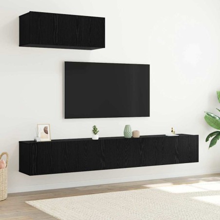 vidaXL Set di Mobili TV a Parete in Legno Ingranito Nero