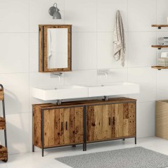 vidaXL Set di mobili da bagno a 3 pezzi legno invecchiato