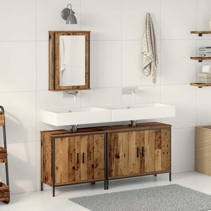 vidaXL Set di mobili da bagno a 3 pezzi legno invecchiato vidaXL Set di mobili da bagno a 3 pezzi legno invecchiato
