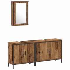 vidaXL Set di mobili da bagno a 3 pezzi legno invecchiato