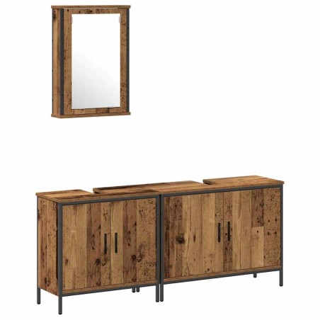 vidaXL Set di mobili da bagno a 3 pezzi legno invecchiato