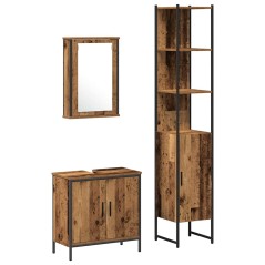 vidaXL Set Mobili Bagno 3 Pezzi Legno Vecchio Ingegnato
