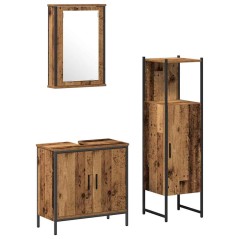 vidaXL Set di mobili per bagno a 3 pezzi in legno recuperato