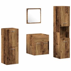 vidaXL Set di Mobili per Bagno 4 Pezzi Legno Vecchio Legno Ingegnerizzato