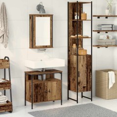 vidaXL Armadio lavabo bagno con lavabo integrato in legno invecchiato