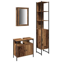 vidaXL Armadio lavabo bagno con lavabo integrato in legno invecchiato