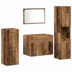 vidaXL Set di Mobili da Bagno in 4 Pezzi Legno Vecchio Legno Ingegnerizzato