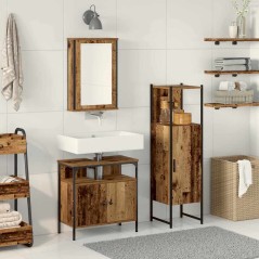 vidaXL Set mobili bagno 3 pezzi Legno invecchiato Legno ingegnerizzato