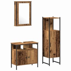 vidaXL Set mobili bagno 3 pezzi Legno invecchiato Legno ingegnerizzato