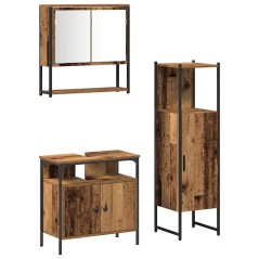 vidaXL Set di Mobili da Bagno 3 Pezzi Legno Antico
