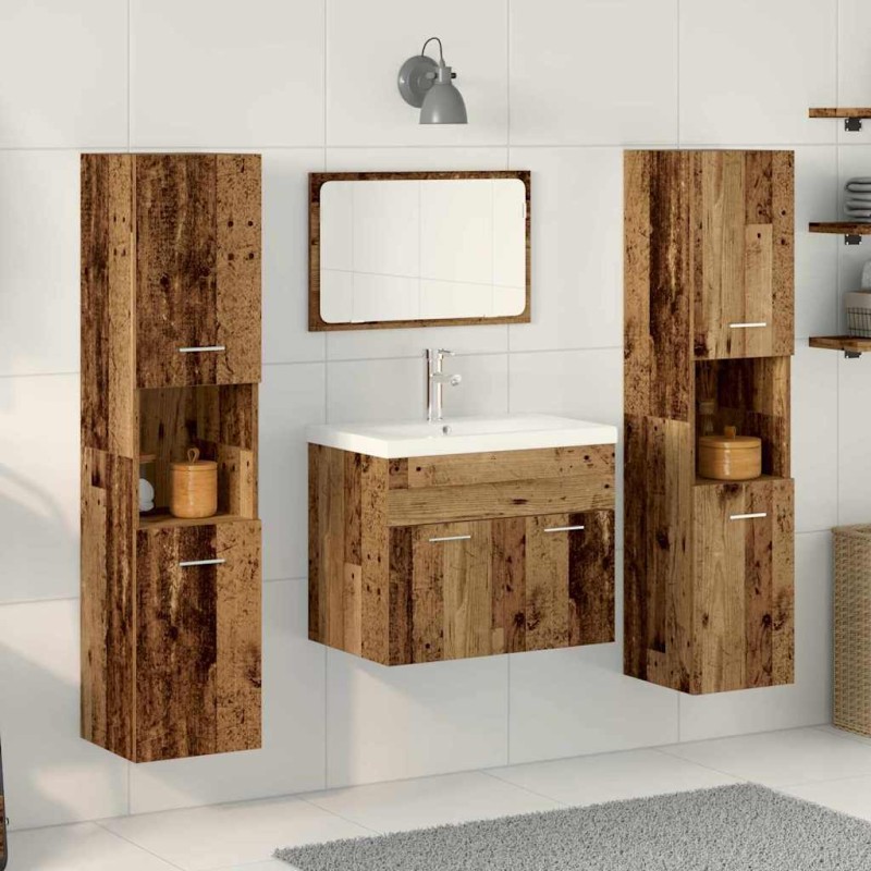 vidaXL Set Arredo Bagno 5 Pezzi Legno Invecchiato vidaXL Set Arredo Bagno 5 Pezzi Legno Invecchiato