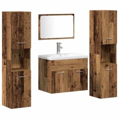 vidaXL Set Arredo Bagno 5 Pezzi Legno Invecchiato
