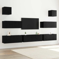 vidaXL Set di Mobili TV da 7 pezzi da Parete in Rovere Nero in Legno Ingegnerizzato