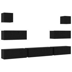 vidaXL Set di Mobili TV da 7 pezzi da Parete in Rovere Nero in Legno Ingegnerizzato