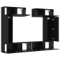 vidaXL Set di 8 Pezzi di Mobile TV – A Muro in Rovere Nero, Legno Ingegnerizzato vidaXL Set di 8 Pezzi di Mobile TV – A Muro in Rovere Nero, Legno Ingegnerizzato