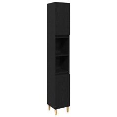 Set di Mobili da Bagno da 3 Pezzi vidaXL in Rovere Nero Legno Ingegnerizzato