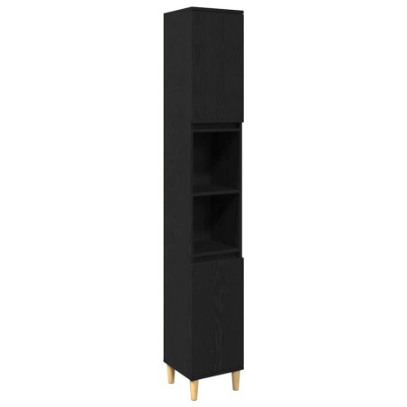 Set di Mobili da Bagno da 3 Pezzi vidaXL in Rovere Nero Legno Ingegnerizzato