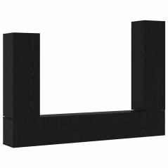 vidaXL Set di mobili per TV a muro in 4 pezzi in rovere nero e legno ingegnerizzato.