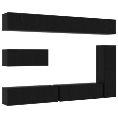 vidaXL Set di mobili TV 7 pezzi - da parete - legno ingegnerizzato effetto rovere nero