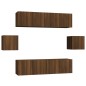 Set Mobili Porta TV 6 pz Rovere Marrone in Legno Multistrato Set Mobili Porta TV 6 pz Rovere Marrone in Legno Multistrato