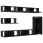 vidaXL Set di mobili TV 7 pezzi - da parete - legno ingegnerizzato effetto rovere nero