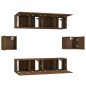 Set Mobili Porta TV 6 pz Rovere Marrone in Legno Multistrato Set Mobili Porta TV 6 pz Rovere Marrone in Legno Multistrato