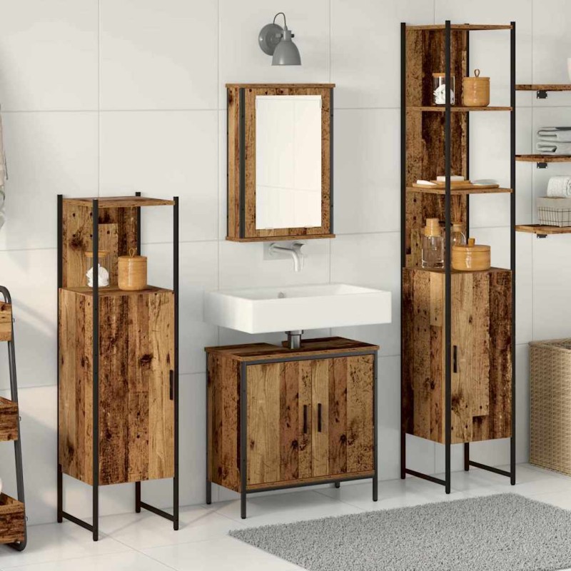 vidaXL Set di mobili da bagno 4 Pezzi Legno Antico Legno Ingegnerizzato vidaXL Set di mobili da bagno 4 Pezzi Legno Antico Legno Ingegnerizzato