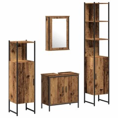 vidaXL Set di mobili da bagno 4 Pezzi Legno Antico Legno Ingegnerizzato