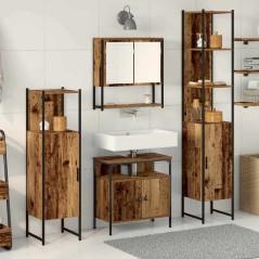 vidaXL Set di mobili da bagno in 4 pezzi in legno antico e legno ingegnerizzato