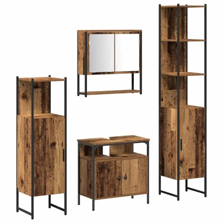 vidaXL Set di mobili da bagno in 4 pezzi in legno antico e legno ingegnerizzato