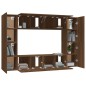 Set Mobili Porta TV 8pz Rovere Marrone in Legno Multistrato Set Mobili Porta TV 8pz Rovere Marrone in Legno Multistrato