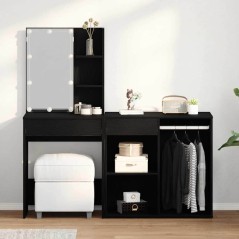 vidaXL Toeletta con LED e mobiletto in rovere nero