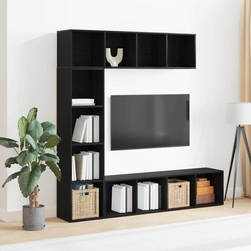 vidaXL Librerie 3 pz Nero Rovere 36x30x143 cm Legno ingegnerizzato vidaXL Librerie 3 pz Nero Rovere 36x30x143 cm Legno ingegnerizzato