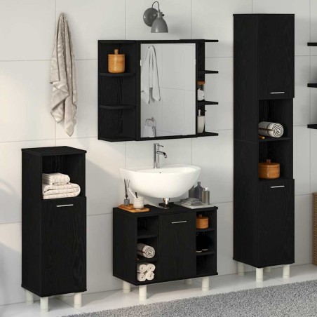 vidaXL Set di mobili per bagno 4 pezzi in legno ingegnerizzato rovere nero
