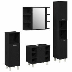 vidaXL Set di mobili per bagno 4 pezzi in legno ingegnerizzato rovere nero