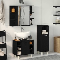 vidaXL Set di mobili da bagno 3 pezzi in legno ingegnerizzato con finitura rovere nero