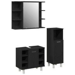 vidaXL Set di mobili da bagno 3 pezzi in legno ingegnerizzato con finitura rovere nero