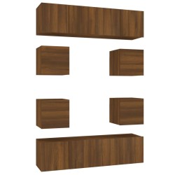 Set Mobili Porta TV 8pz Rovere Marrone in Legno Multistrato