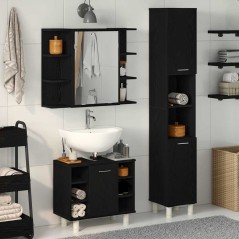 vidaXL Set di Mobili per Bagno 3 Pezzi Rovere Nero Legno Ingegnerizzato